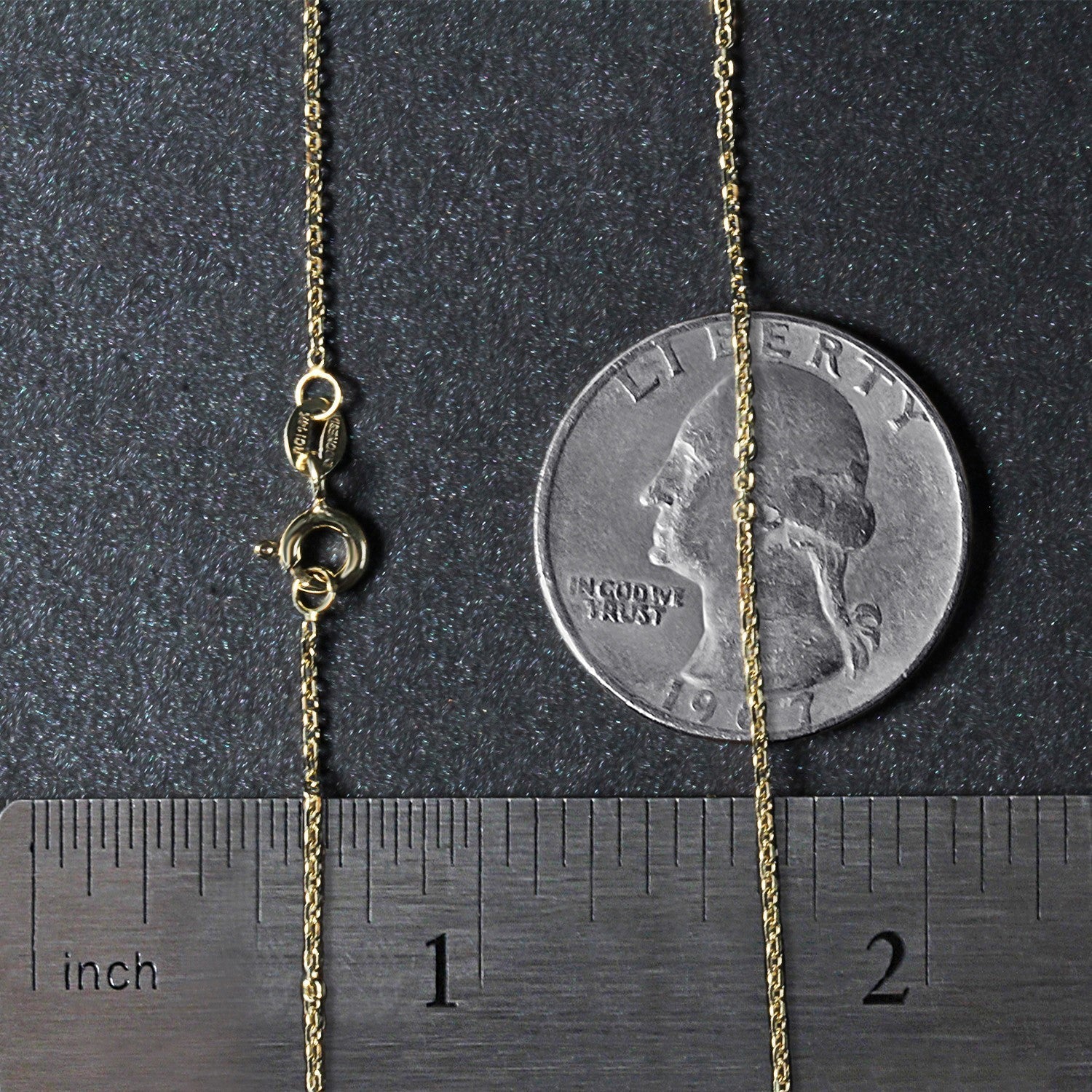 Cadena de Eslabones de Cable con Corte de Diamante de Oro Amarillo de 14k 1.1mm