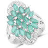 Anillo de plata de ley .925 con esmeralda genuina y topacio blanco de 2.74 quilates