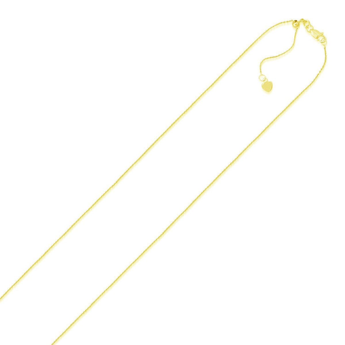 Cadena ajustable de oro amarillo de 14k de 0.9mm