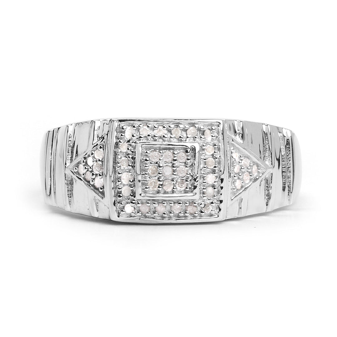 14K White Gold Plated 0.21 Carat Genuine White Diamond .925 Sterling Silver Ring