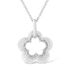 Matte Finished .925 Sterling Silver Diamond Accent Double Flower Shape 18