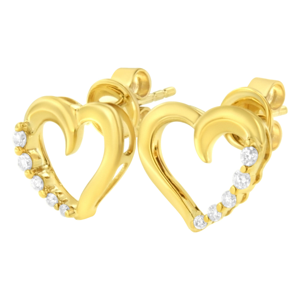 Pendientes de aro Journey de oro amarillo de 14K con diamantes de 1/8 Cttw (color K-L, claridad I1-I2)