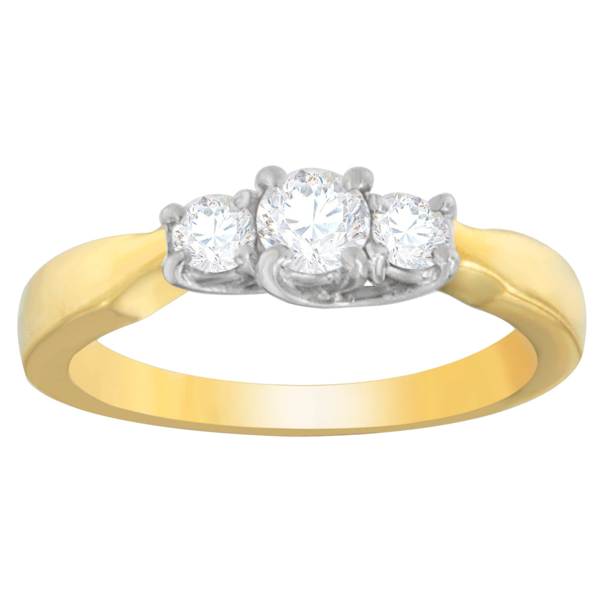 Anillo de oro bicolor de 14K con diamantes redondos de 0.50 CTTW (G-H, SI1-SI2)