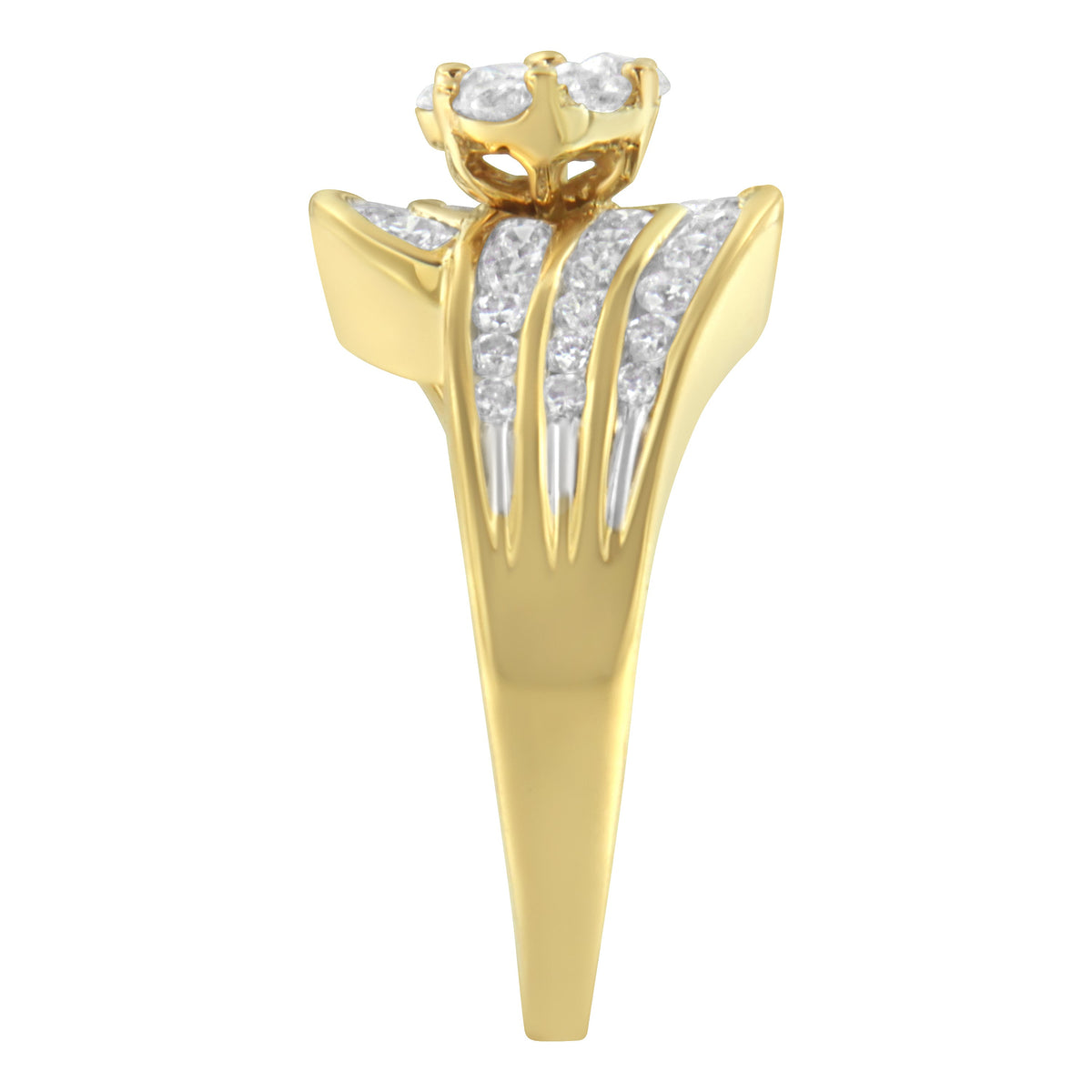 Anillo tipo cóctel en oro amarillo de 14K con diamantes (1 1/2 Cttw, color H-I, claridad SI2-I1) - Talla 7
