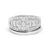 14K White Gold 1.0 Cttw Round and Baguette Diamond Cluster Bridal Set