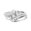 14K White Gold 3/8 Cttw Diamond Swirl Engagement Bridal Ring Set