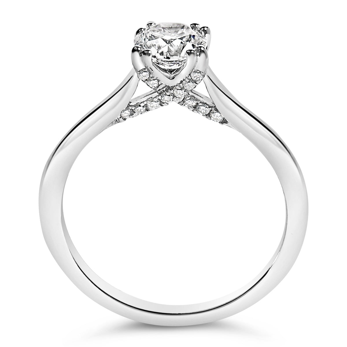 Anillo de compromiso estilo catedral con diamante solitario cultivado en laboratorio de oro blanco de 14K y 7/8 quilates (color F-G, claridad VS1-VS2) - Talla 5