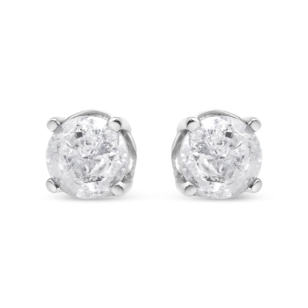 14K White Gold 3/4 Cttw Lab Grown Diamond 4-Prong Classic Stud Earrings (F-G Color, VS2-SI1 Clarity)