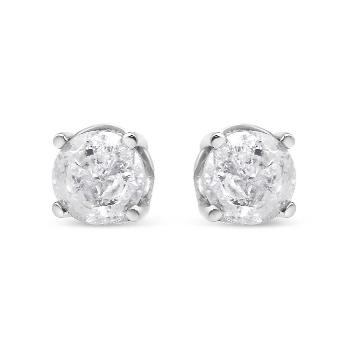 Pendientes clásicos de tuerca de oro blanco de 14K con diamante cultivado de 3/4 Cttw y 4 puntas (color F-G, claridad VS2-SI1)