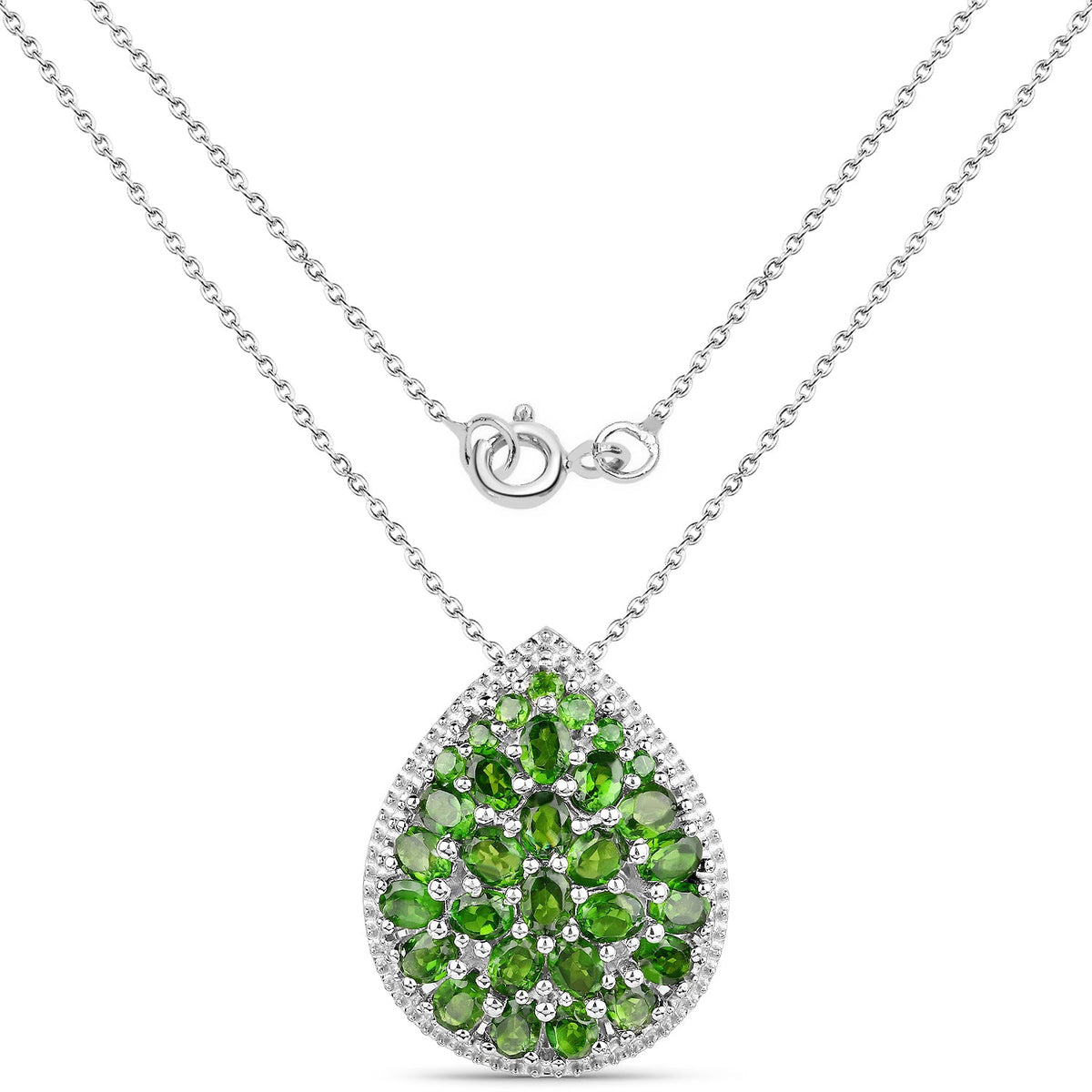Colgante de plata esterlina .925 con diópsido de cromo genuino de 4.65 quilates