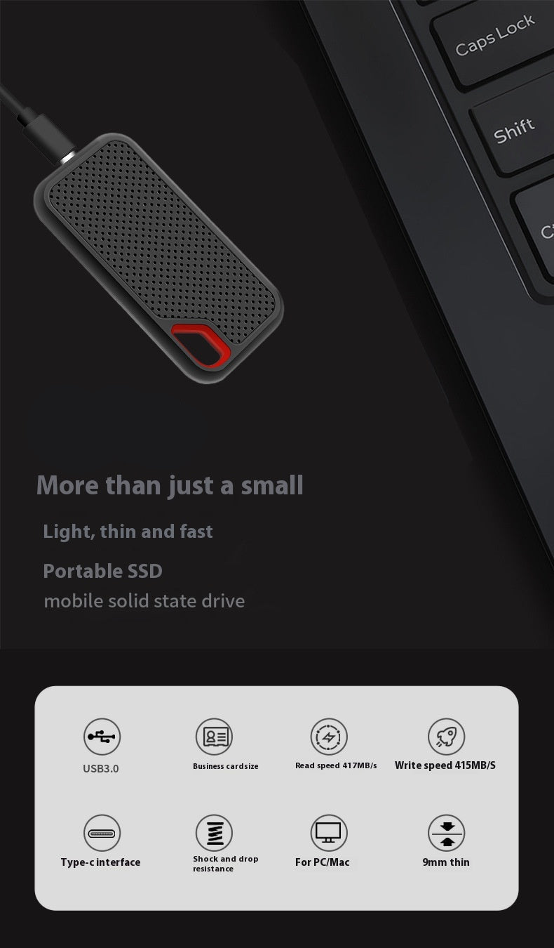 Portable SSD - High-Speed Mobile Solid State Drive with Type-C 3.1