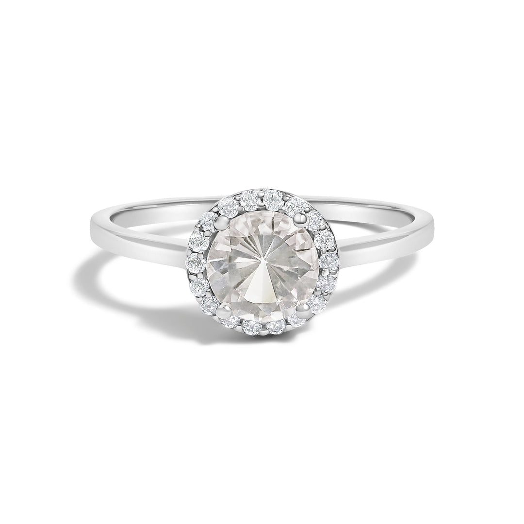 10K White Gold Purple Amethyst and 1/10 Cttw Diamond Halo Ring
