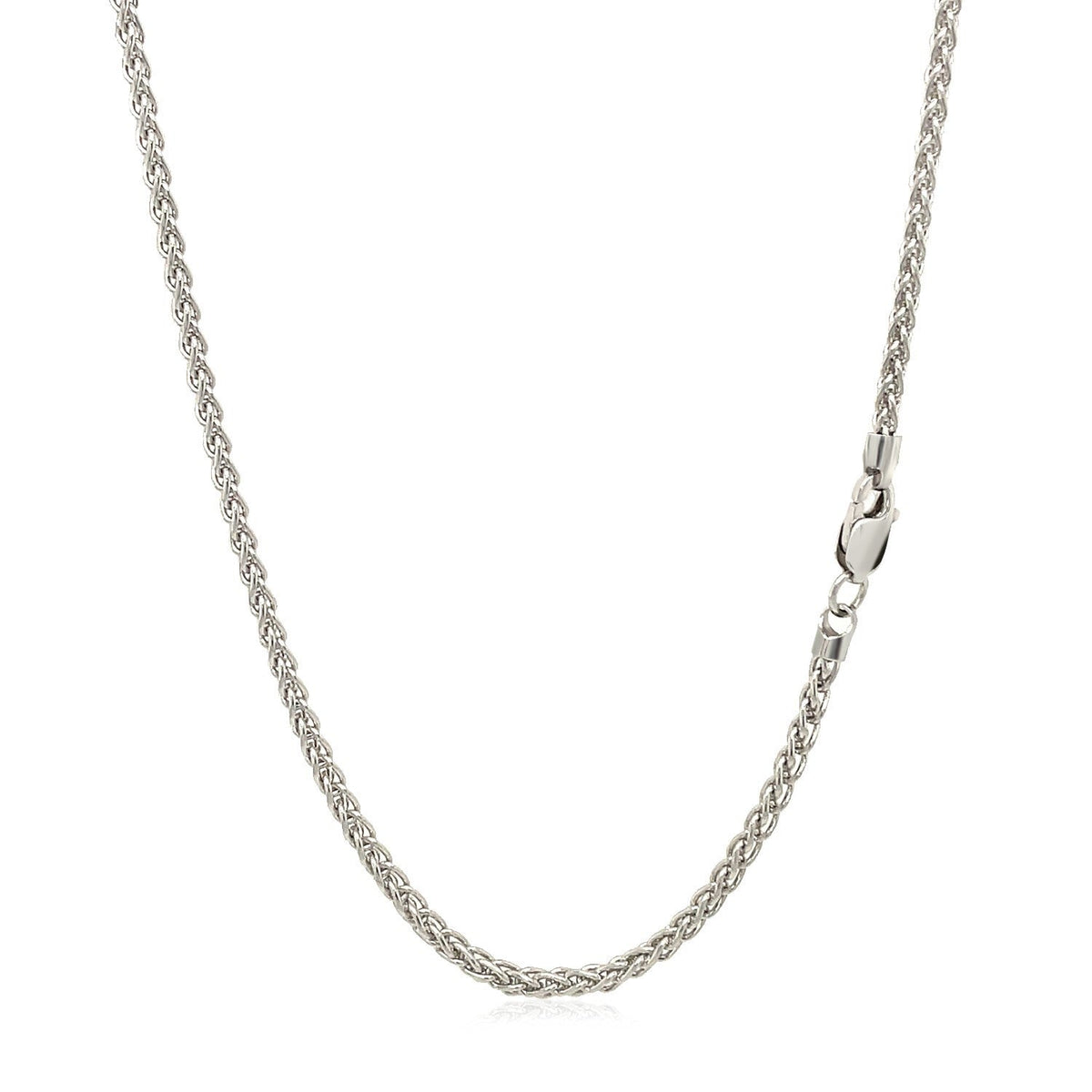 Cadena de trigo redonda de oro blanco de 14k de 2.1mm