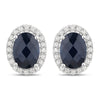 2.16 Carat Genuine Blue Sapphire and White Diamond 14K White Gold Earrings