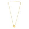 14k Yellow Gold High Polish Circle Disc Paperclip Link Necklace