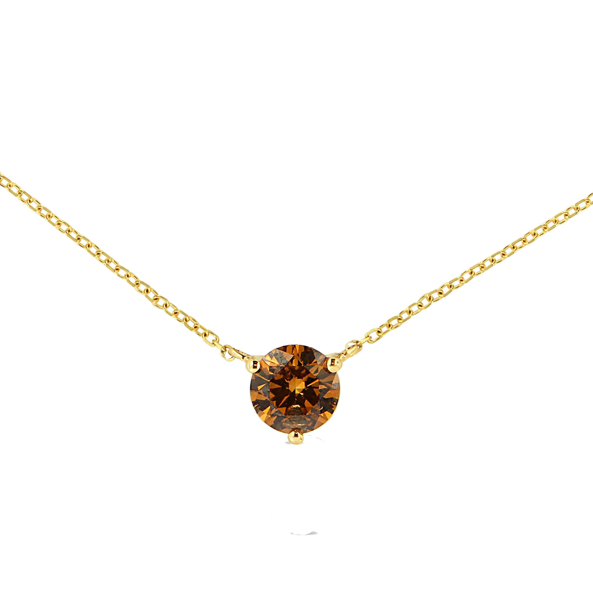 Collar con colgante solitario de oro amarillo de 14 quilates y 0,50 quilates de diamante amarillo cultivado en laboratorio engarzado en forma de martini, 45 cm (color amarillo, claridad VS2-SI1)