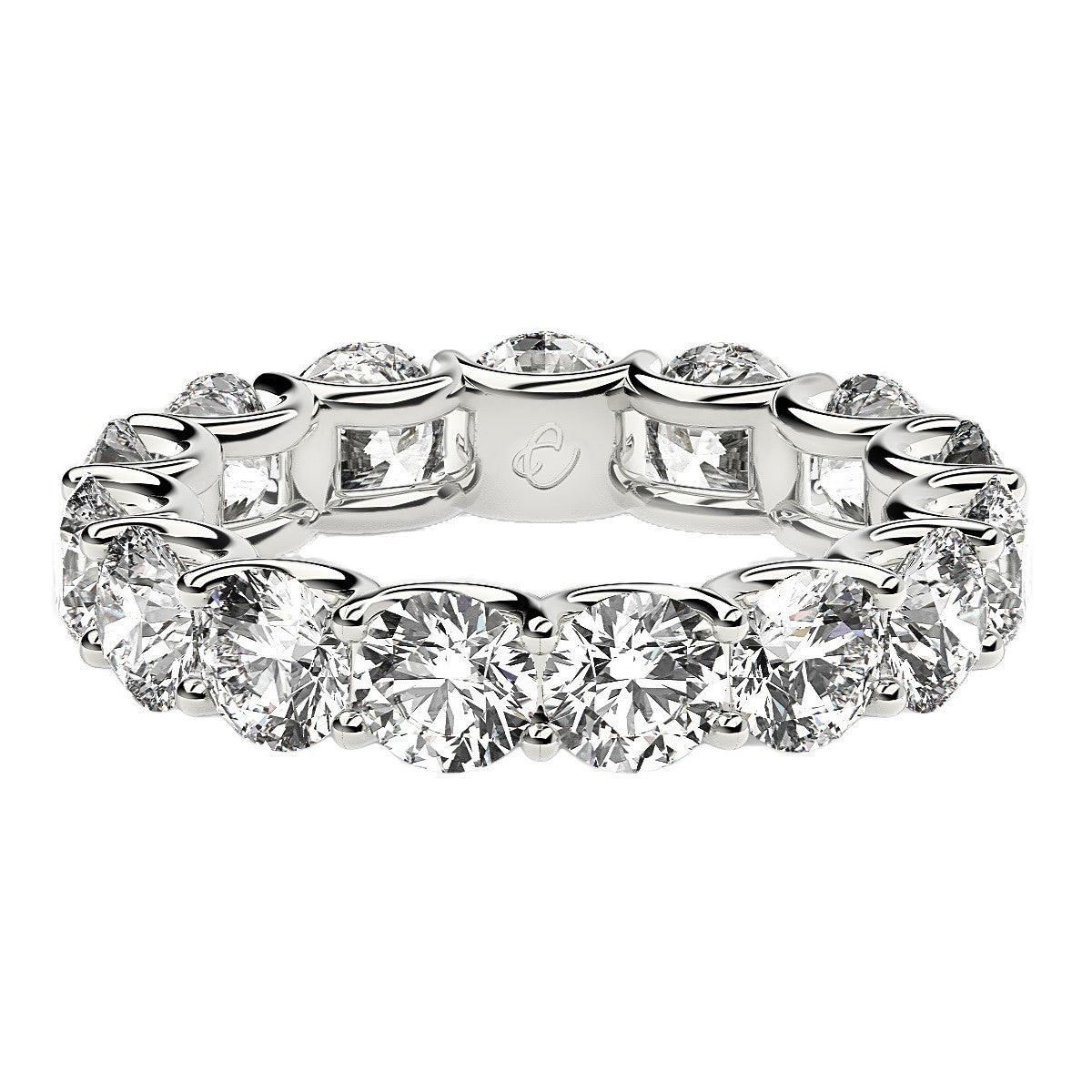 Anillo de eternidad de diamantes cultivados en laboratorio de talla redonda en oro blanco de 14k (5 quilates FG/VS2)