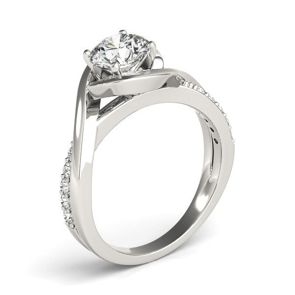 Anillo de compromiso de oro blanco de 14k con diamantes redondos y banda dividida (1 1/8 cttw)