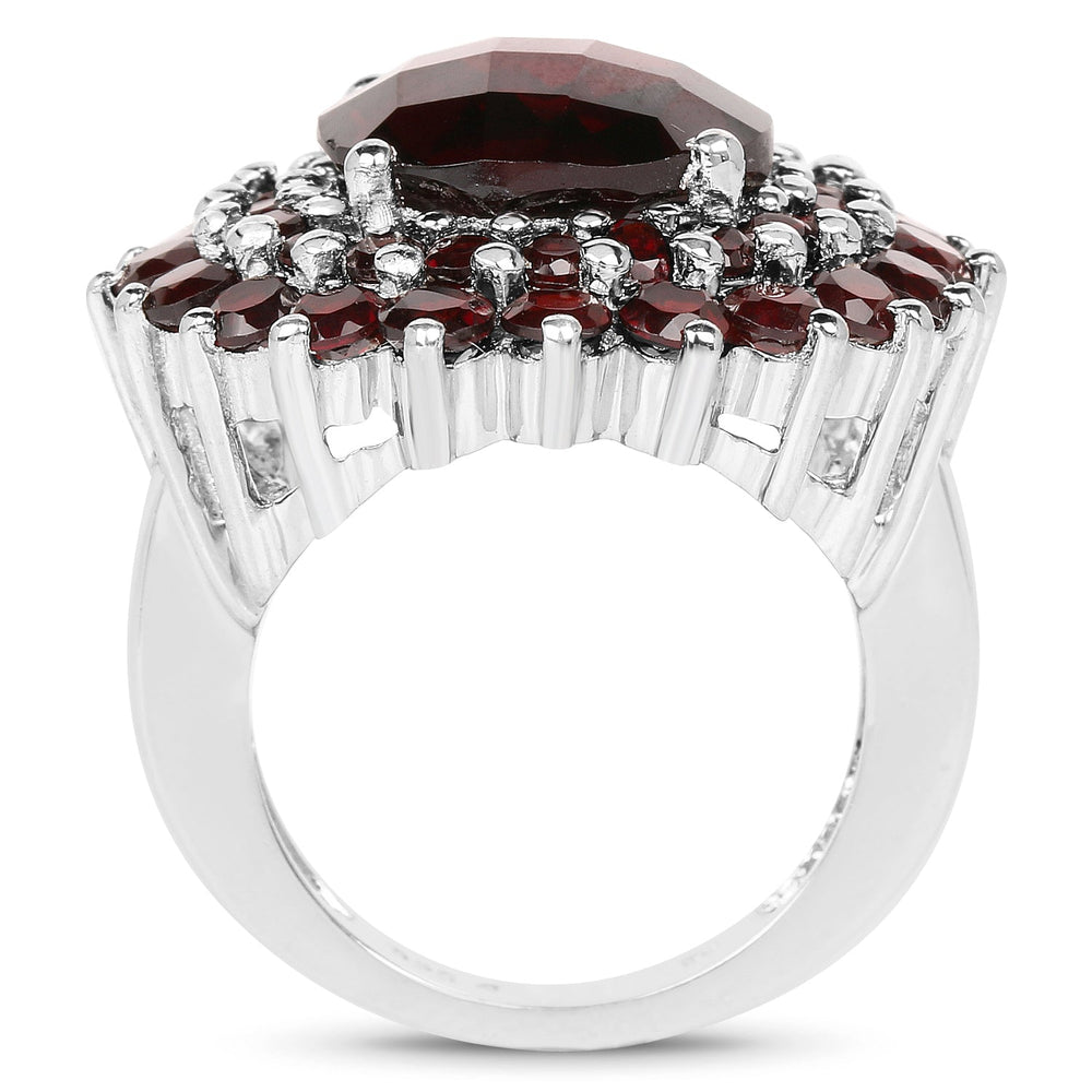 Anillo de plata de ley .925 con granate genuino de 9.90 quilates