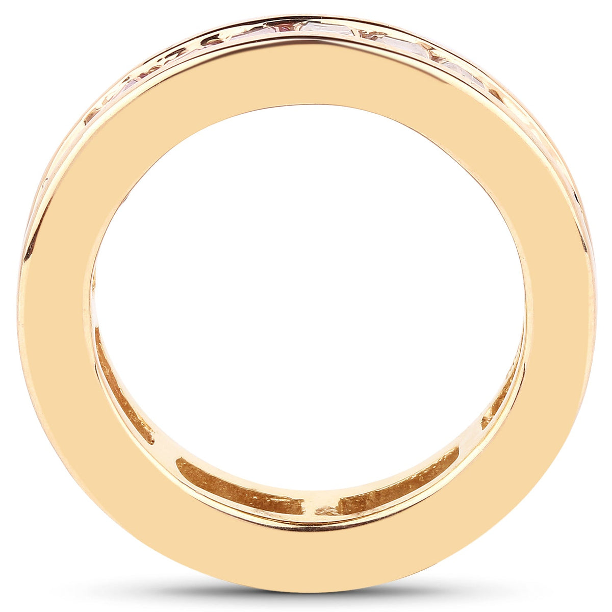 Anillo de plata de ley .925 con zafiro multicolor auténtico de 4,32 quilates chapado en oro amarillo de 14 quilates