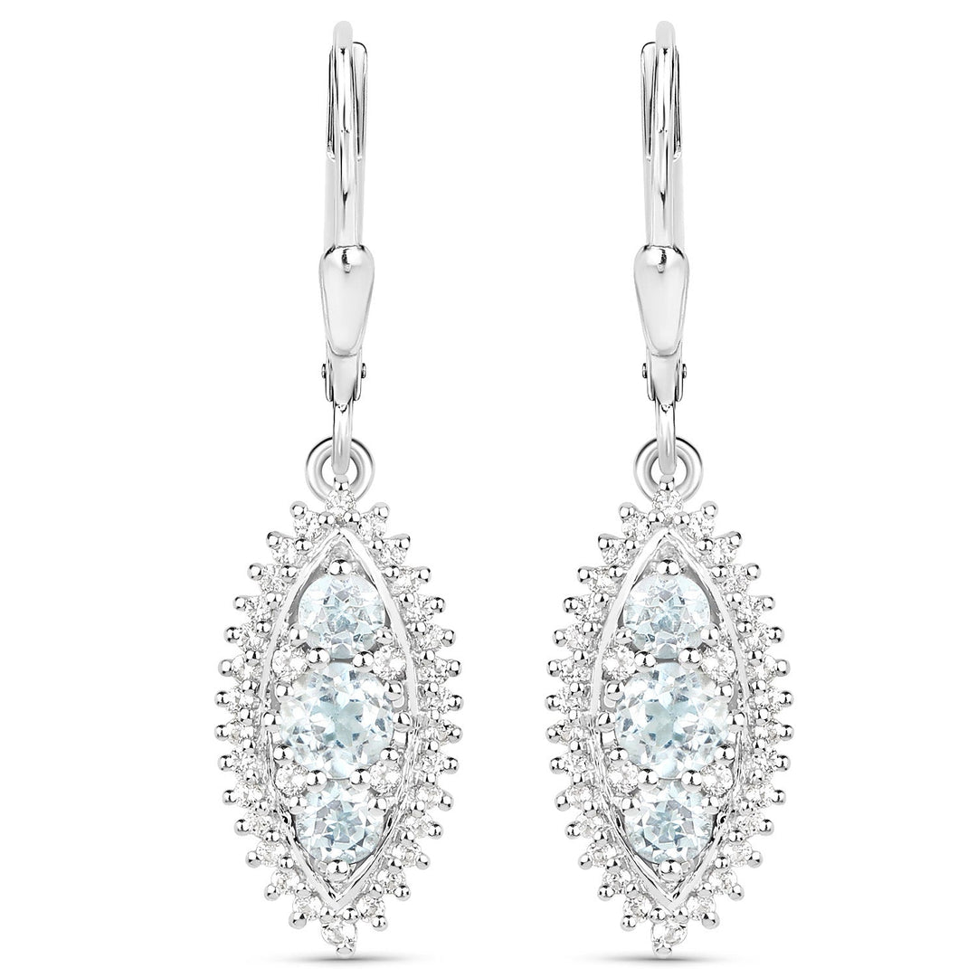 4.50 Carat Genuine Blue Topaz and White Topaz .925 Sterling Silver 3 Piece Jewelry Set (Ring, Earrings, and Pendant w/ Chain)