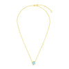 14k Yellow Gold 17 inch Necklace with Cushion Blue Topaz