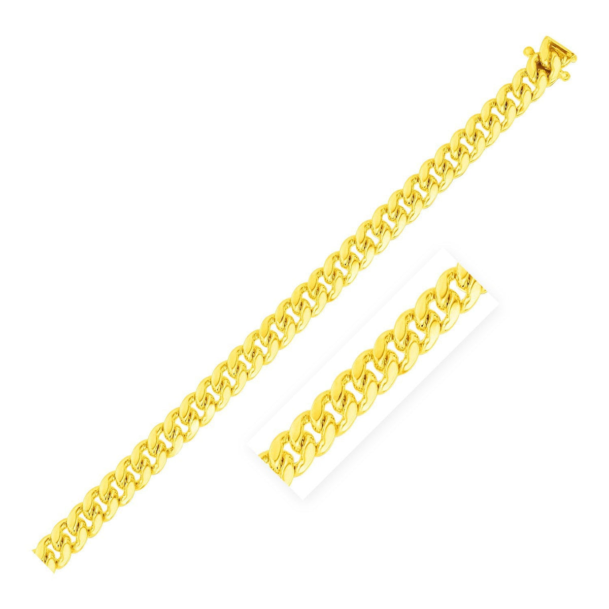 Pulsera de oro amarillo de 14 quilates de 6,0 mm, clásica cubana de Miami, sólida