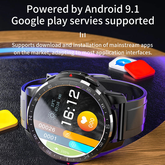 LOKMAT APPLLP 7 - Advanced Android OS Smartwatch - Dual CPU System - Built-in Camera - 4G, GPS, Wi-Fi, and Bluetooth