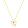Collar de pasta de perlas con mariposa de oro amarillo de 14k de alto brillo