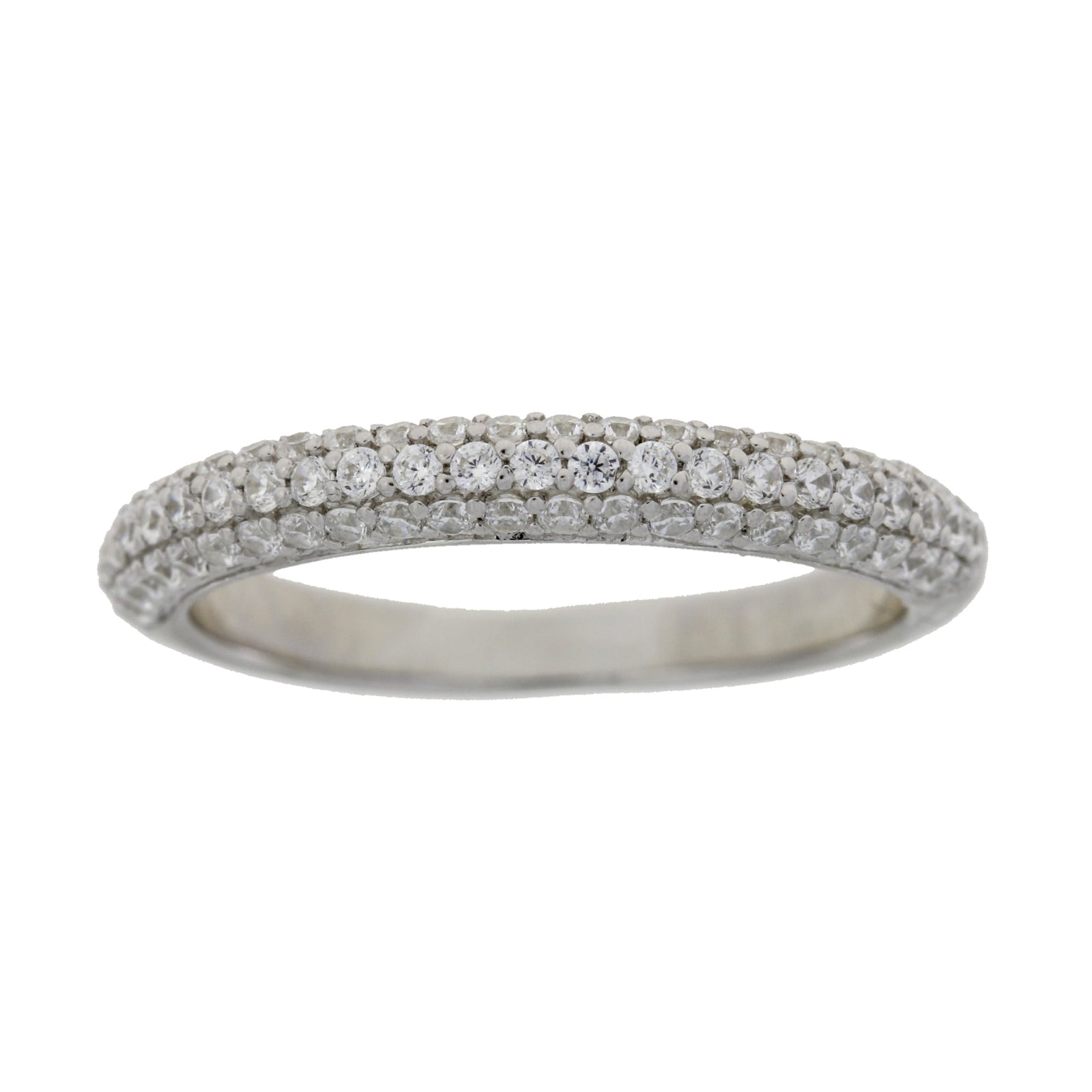 Anillo de banda de boda de circonita cúbica de plata de ley