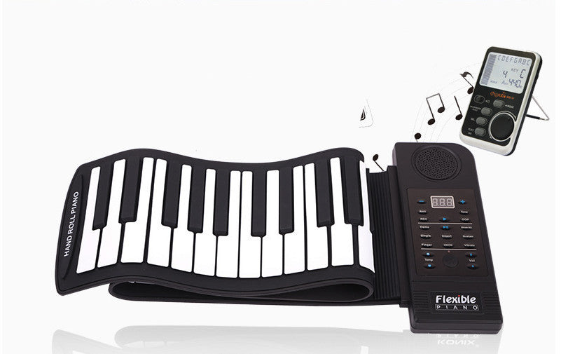 Portable 88 Keys Roll-up Flexible MIDI Keyboard - Folding Electric Piano with LCD Screen