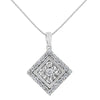 10KT White Gold 1/2 cttw Diamond Square Pendant Necklace (I-J Color, I2-I3 Clarity)
