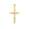 14k Two Tone Gold High Polish Diamond Cut Cross Pendant
