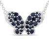 3.83 Carat Genuine Blue Sapphire and White Zircon .925 Sterling Silver Pendant