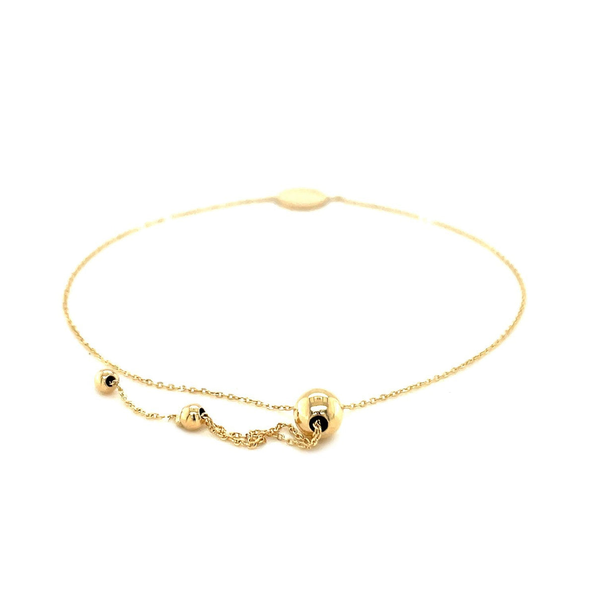 Pulsera ajustable con círculo brillante en oro amarillo de 14k