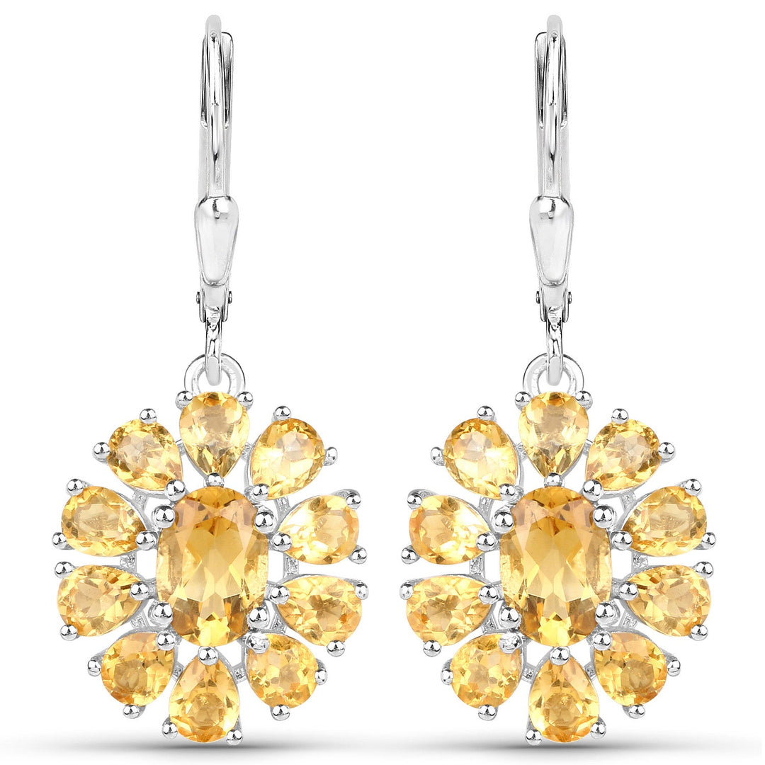 12.24 Carat Genuine Citrine and White Topaz .925 Sterling Silver 3 Piece Jewelry Set (Ring, Earrings, and Pendant w/ Chain)