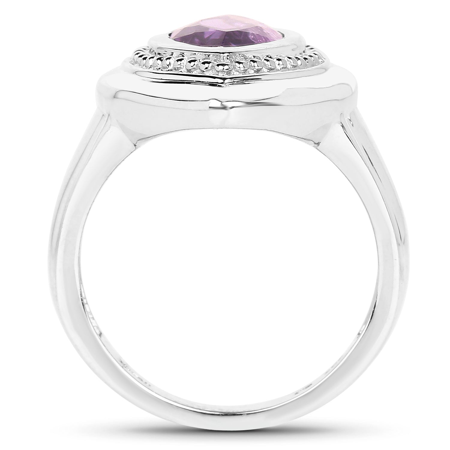 Anillo de plata de ley .925 con amatista genuina de 2.00 quilates