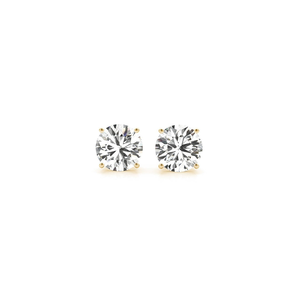 Aretes de oro amarillo de 14k con diamantes redondos cultivados en laboratorio IGI certificados de 1 1/2 cttw (G/VS2)