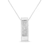 14K Yellow Gold 1/2 Cttw Invisible Set Princess Cut Diamond Vertical Bar Block Pendant 18