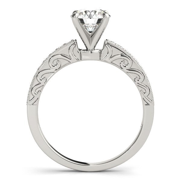 Anillo de compromiso de diamante de estilo antiguo de oro blanco de 14k (1 1/8 cttw)