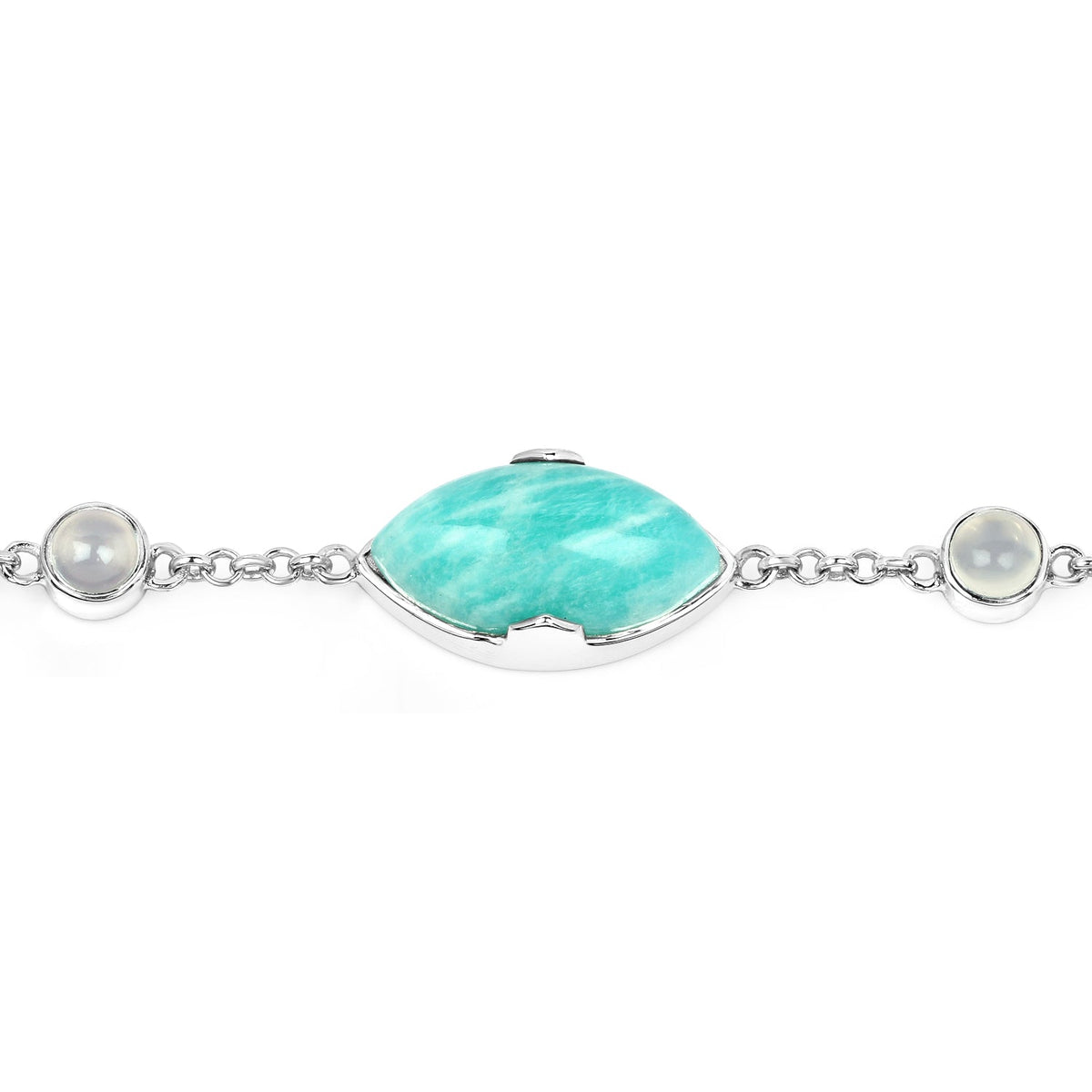 29.70 Carat Genuine Amazonite and White Agate .925 Sterling Silver Bracelet - image 3 of 8