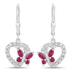 0.59 Carat Genuine Ruby and Created White Sapphire .925 Sterling Silver Earrings