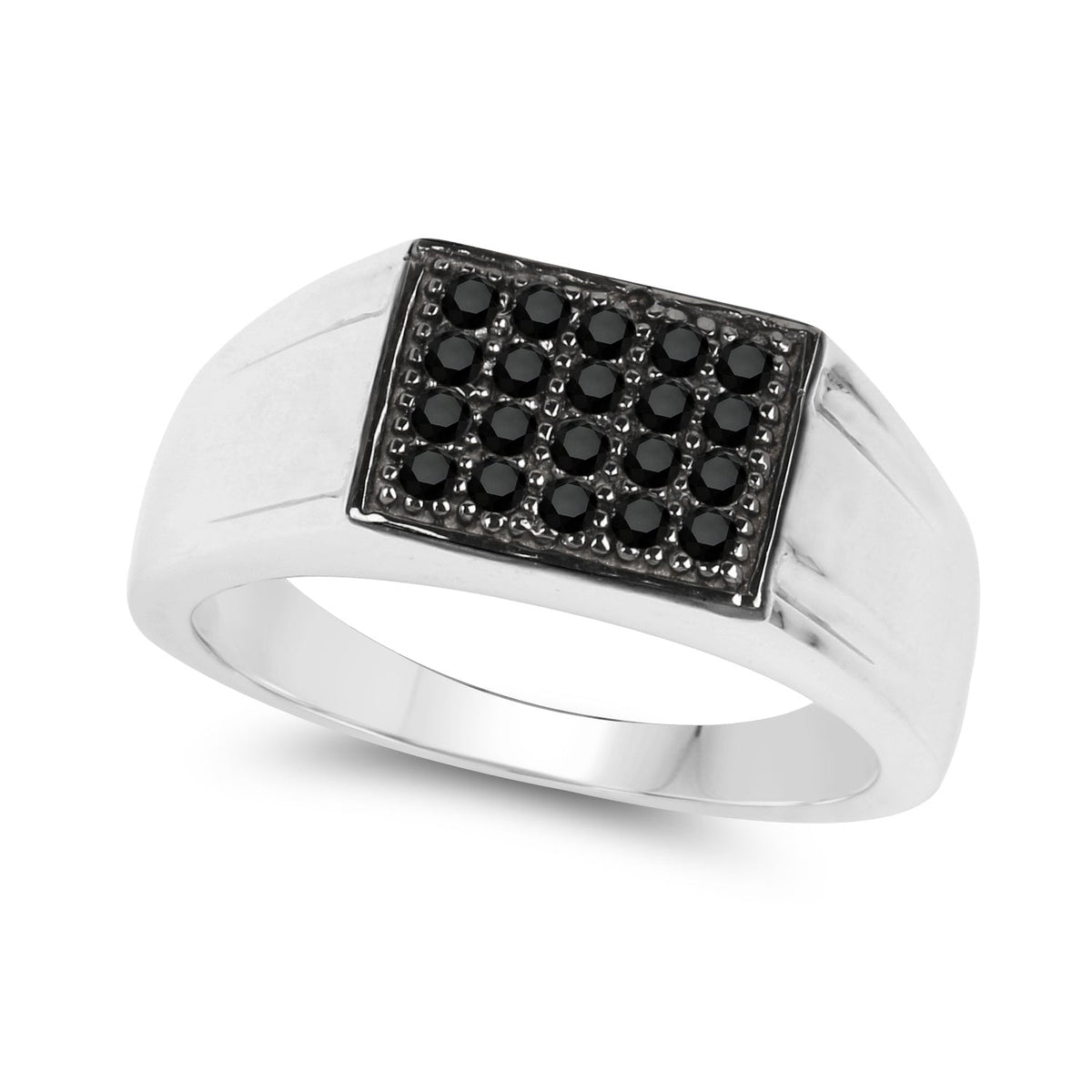 Anillo de plata de ley .925 con diamante negro auténtico de 0.30 quilates