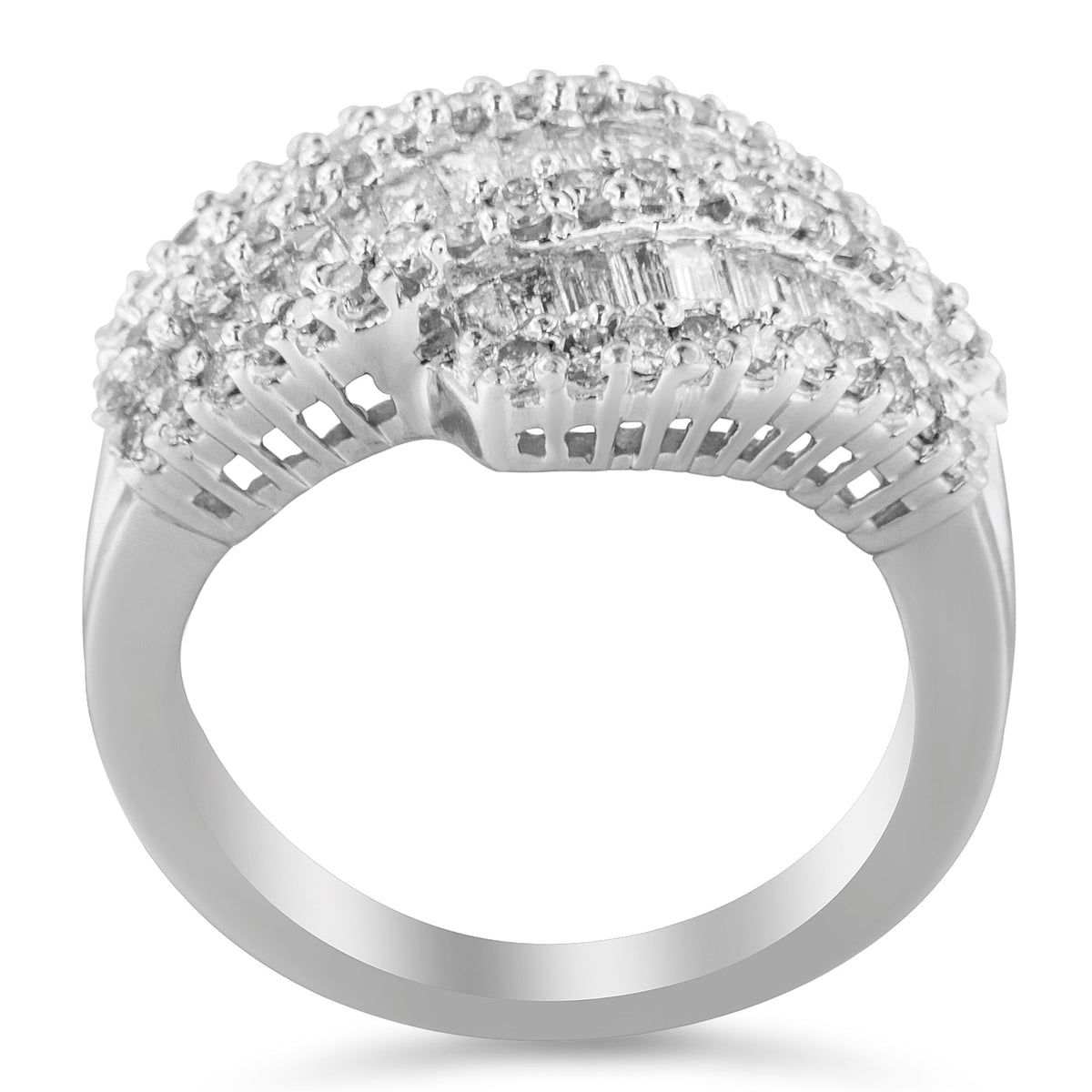 Anillo de cóctel de oro blanco de 14 quilates con diamantes (1 3/4 Cttw, color H-I, claridad SI2-I1) - Talla 6-1/2