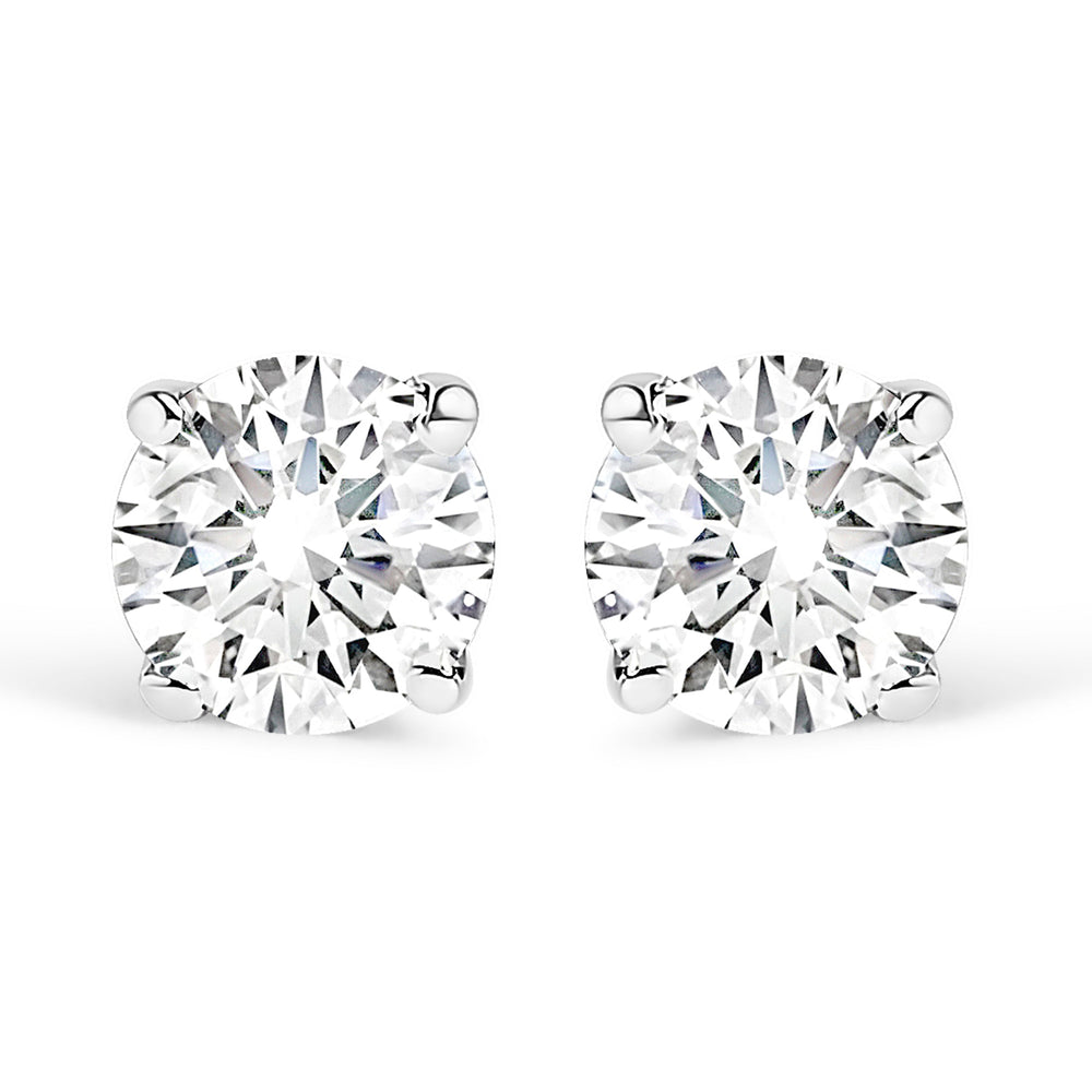 14K White Gold 1/2 Cttw Round Lab Grown Diamond Solitaire Stud Earrings