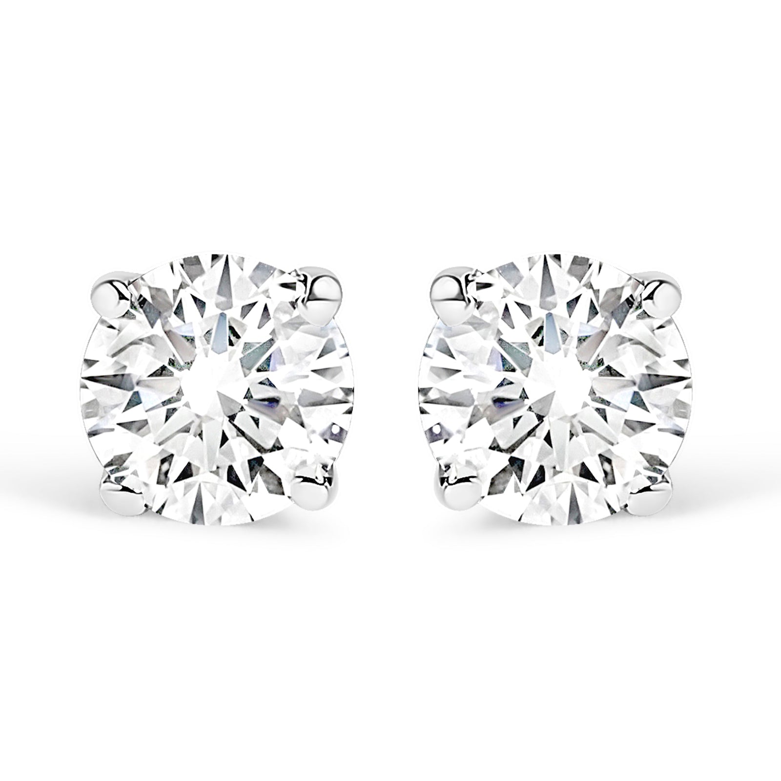 14K White Gold 1/2 Cttw Round Lab Grown Diamond Solitaire Stud Earrings