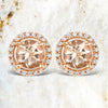 0.93 Carat Genuine Morganite and White Diamond 14K Rose Gold Earrings