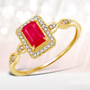 0.75 Carat Genuine Ruby and White Diamond 14K Yellow Gold Ring
