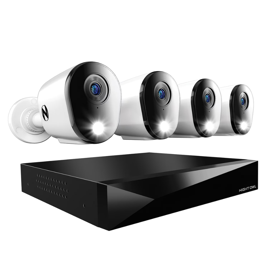 Sistema de seguridad Night Owl® (WM-FTD281-4L) con disco duro de 1 TB y 4 cámaras disuasorias cableadas de 1080p blancas (NUEVO)