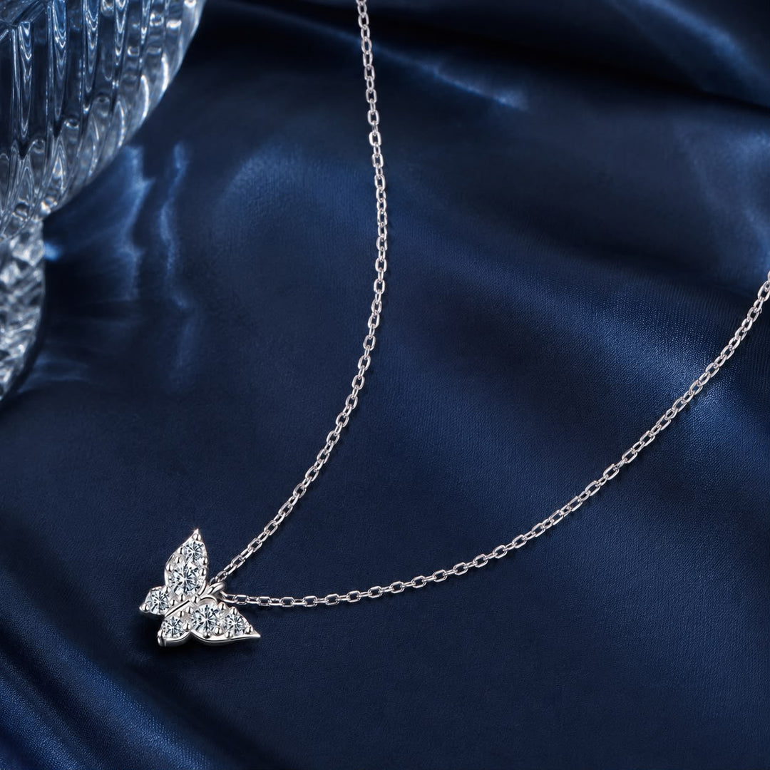 925 Sterling Silver Plated White Gold Moissanite Necklace 40+5cm for Women